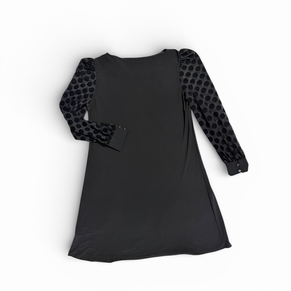 Wallis‎ Black Dress with Sheer Polka Dot Sleeves A Line Cocktail Party Wedding 8
